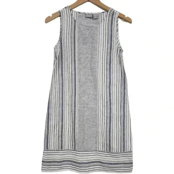 Kenar 100% Linen Striped Mini Tank Shift Dress Size 0 - Picture 1 of 8